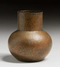 Dirk van Erp School Hammered Copper Spherical Shaft Vase c1908-1910