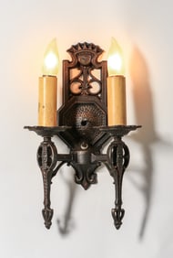 Arts & Crafts Spanish Revival Double Sconce c1920s