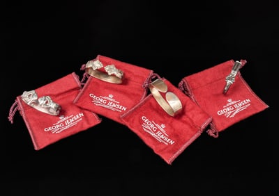 4 Vintage Georg Jensen Sterling Silver Napkin Rings c1980s