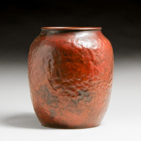 Large Michael Adams - Aurora Studios Hammered Copper Warty Vase 2002