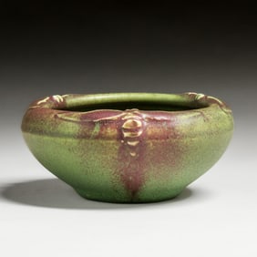 Rookwood Pottery Cecil A. Duell Hand-Carved Dragonfly Bowl 1907