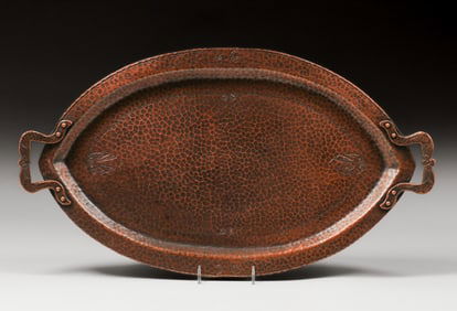 The Kopper Kraft Shop – Buffalo, NY Hammered Copper Two-Handled Oval Tray c1920-1925