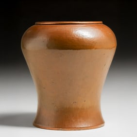 Early Dirk van Erp Hammered Copper Lamp Base Vase c1909