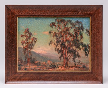 Frank Montague Moore (1887-1967) California Impressionist Sunset Eucalyptus Painting c1920