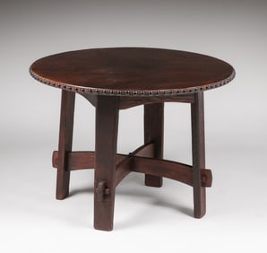 Gustav Stickley #635 Leather-Top Library Table c1904