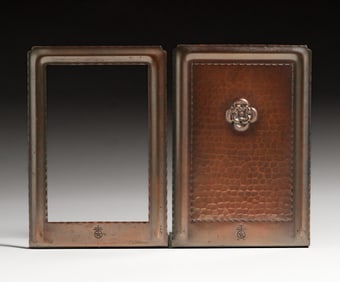 Roycroft Hammered Copper Little Journeys Bookends c1915