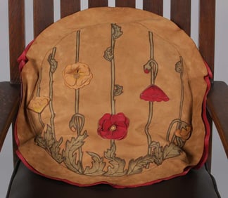 Elizabeth Burton Ornamental Leather-Work Pillow c1905