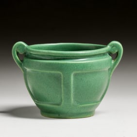 Roseville Matte Green Two-Handled Vase c1910