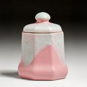 Camark Pottery - Camden, Arkansas Matte Pink Six-Sided Humidor c1920s