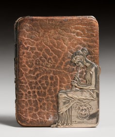 Art Nouveau Sterling Silver & Leather Cigarette Case c1900s