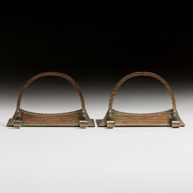 Roycroft Hammered Copper Arch-Handle Bookends c1920s