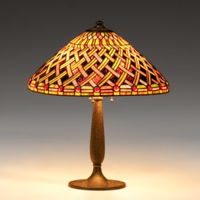 Arts & Crafts Period Leaded Glass Table Lamp c1910