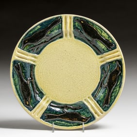 Early Pewabic Pottery Raven Plate c1905