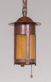 Gustav Stickley #226 Hammered Copper Hanging Lantern c1910