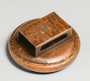 Roycroft Hammered Copper Ashtray Nestling Set c1915