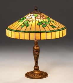 Wilkinson Floral Leaded Glass Lamp c1910