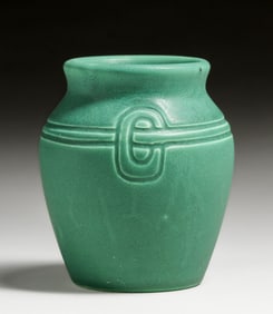 Rookwood Pottery Z-Line Matte Green Carved Vase 1901