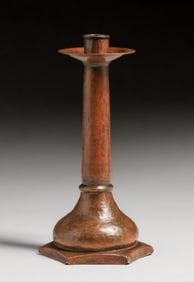Stickley Brothers #135 Hammered Copper Candlestick c1910