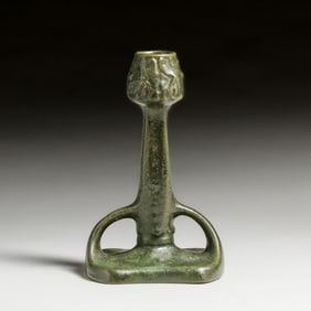 Austrian Matte Green Candlestick c1900s