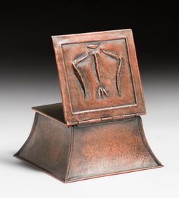 Elizabeth Burton Hammered Copper Inkwell c1910