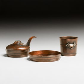 Gorham Copper & Silver-Plated Crab & Snail Three Piece Miniature Set c1890s