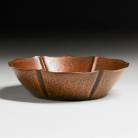Ernest F. Burnley (1885-1957) Hammered Copper Fruit Bowl c1915-1925