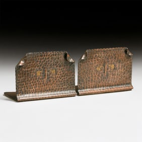 The Kopper Kraft Shop – Buffalo, NY Hammered Copper Butterfly Bookends  c1920-1925