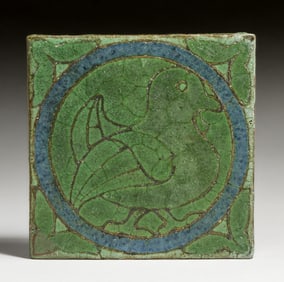 Grueby Pottery Two-Color Duck Tile c1905