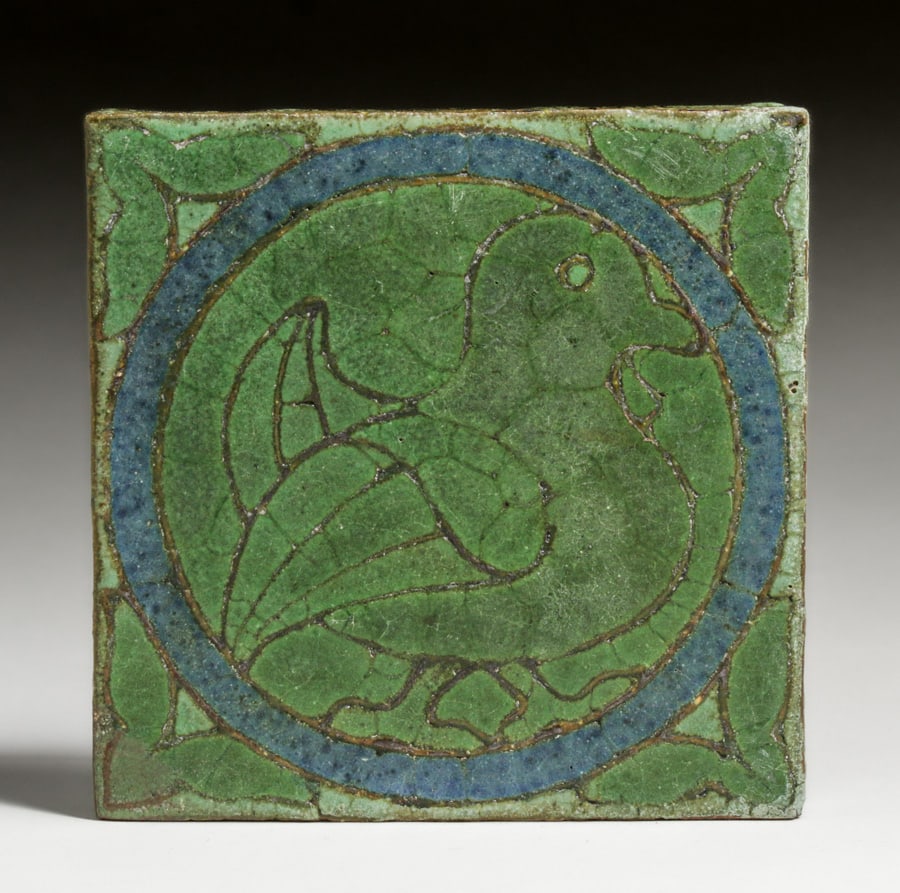 Grueby Pottery Two-Color Duck Tile c1905 (1 of 4)