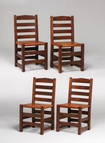 Rare Early Gustav Stickley #2608  Chestnut Dining Chairs c1901