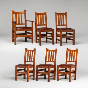 Stickley Brothers #379 1/2 Set of 6 Dining Chairs c1910
