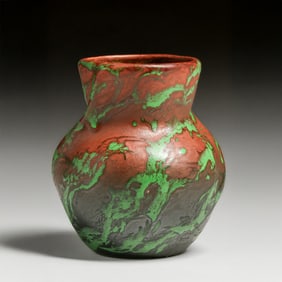 Weller Greora Matte Green & Brown Vase c1930s