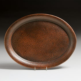 Joseph Heinrichs Hammered Copper Oval Tray c1910s