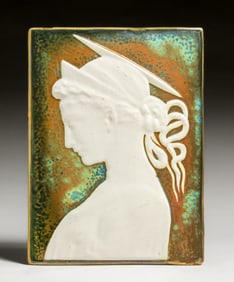 Ulisse Cantagalli (1839-1901) Florence, Italy Iridescent Plaque c1880s