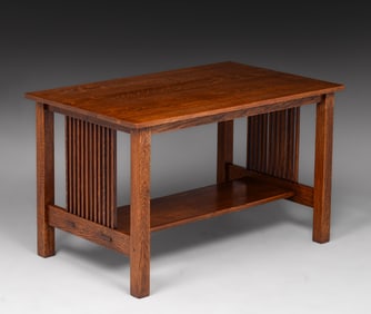 Gustav Stickley Spindled Library Table c1907