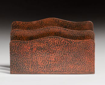 Gustav Stickley Hammered Copper Letter Rack c1910