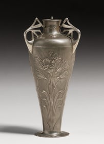 Orivit - German Art Nouveau Pewter Three-Handle Vase c1905