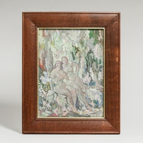 Frank Van Sloun (1879 - 1938) "Two Figures" Watercolor and Gouache c1930s