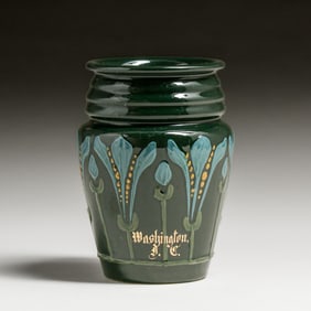 Roseville Crocus Squeeze-Bag Decorated Vase c1905