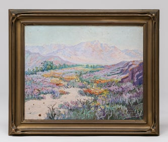 Walter Barron Currier (1879-1934) "Coachilla Wild Flowers" California Desert Painting 1929