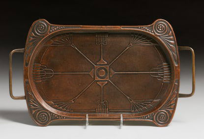 WMF - German Art Nouveau Two-Handled Copper Tray c1905