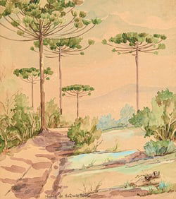 Newcomb College - Marie de Hoa LeBlanc (1874-1954) Watercolor "View of New Orleans from Algiers