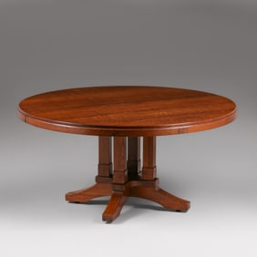 Limbert Prairie School 60"d Pedestal Dining Table c1910