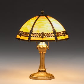 Miller Lamp Co Art Nouveau Curved Glass Lamp c1920s