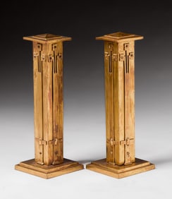 Prairie School Brass Andirons c1910