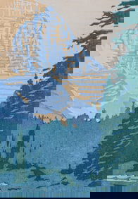 Wendell Corwin Chase (1897-1988) Color Woodcut “Mount Robson?? 1929