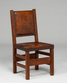 Gustav Stickley #356 Leatherback Side Chair c1904