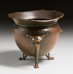 Small William Souter & Sons - Birmingham, England Hammered Copper & Brass Jardiniere c1895-1900