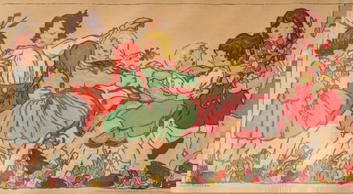 Emmy Zweybrück-Prochaska (Vienna 1890-1956) Children's Lithograph "Kinderfest" 1928