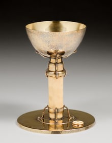 Dirk van Erp Sterling Silver Gilt Chalice & Paten 1946